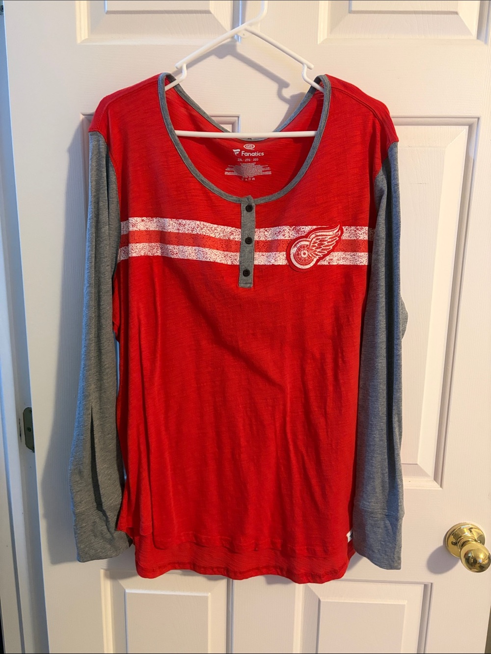 Fanatics Red and Gray Detroit Red Wings Long-Sleeve Henley Top